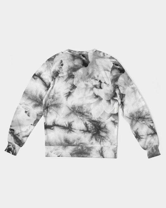 Gray Floral Evoblack Men's Classic French Terry Crewneck Pullover