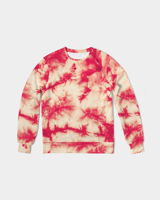 Red Floral Men's Classic French Terry Crewneck Pullover