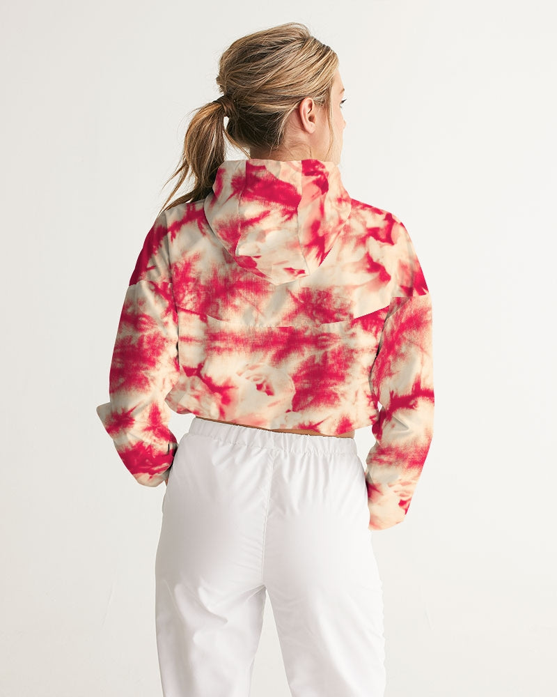 Red Floral Women's Cropped Windbreaker