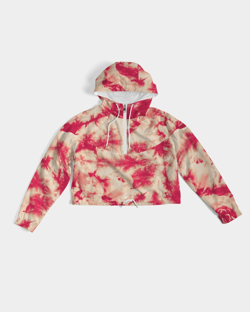 Red Floral Women's Cropped Windbreaker