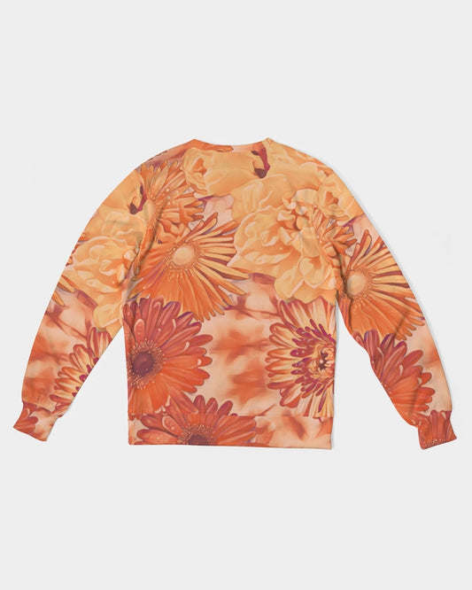 Orange Floral Evoblack Men's Classic French Terry Crewneck Pullover