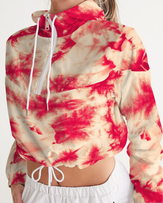 Red Floral Women's Cropped Windbreaker