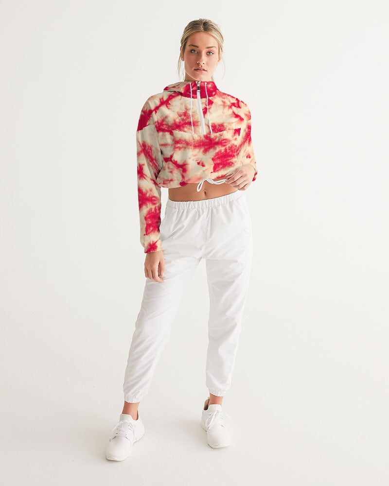 Red Floral Women's Cropped Windbreaker