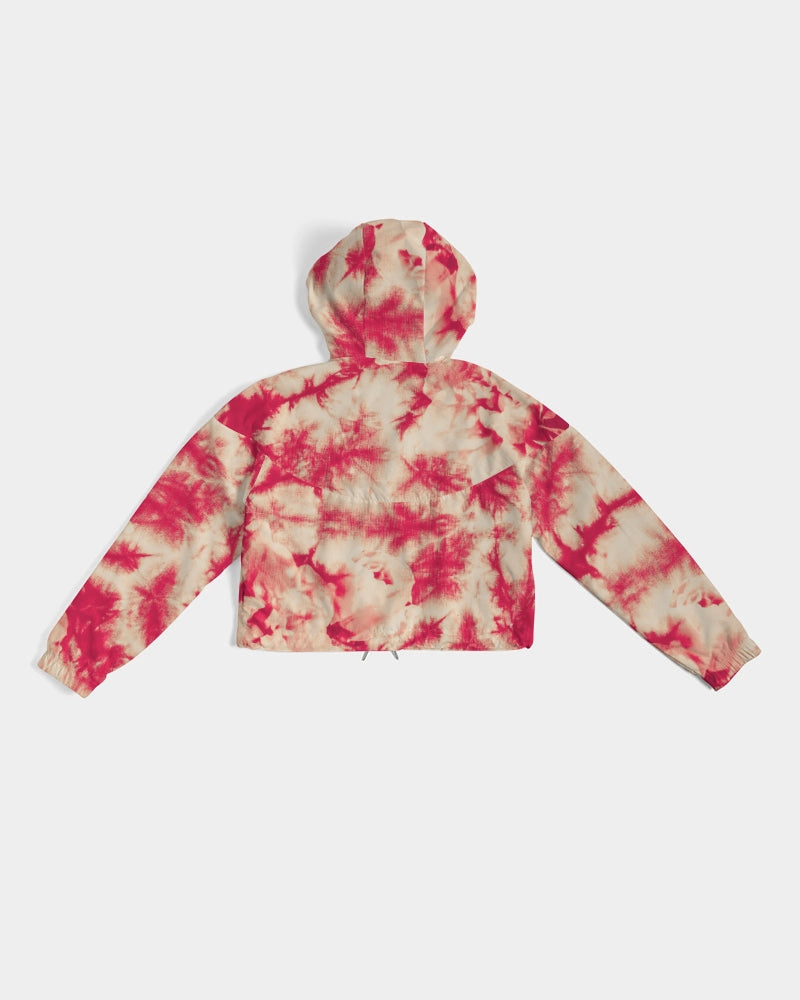 Red Floral Women's Cropped Windbreaker