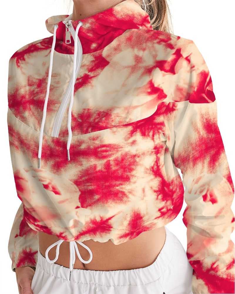 Red Floral Women's Cropped Windbreaker