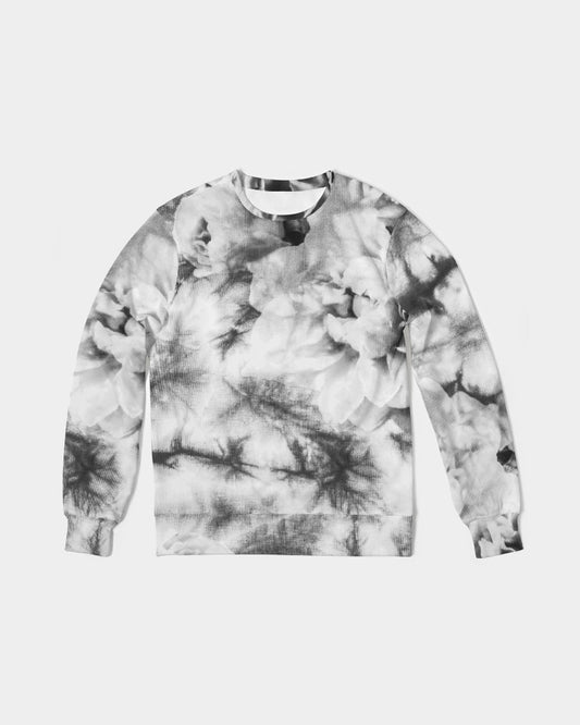 Gray Floral Evoblack Men's Classic French Terry Crewneck Pullover